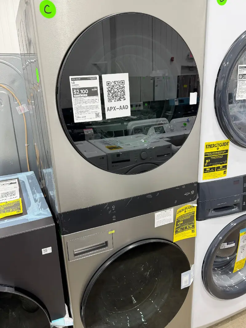 APX-AAD — LG SWWE50N3 Laundry Center, Noble Steel, front — Columbia