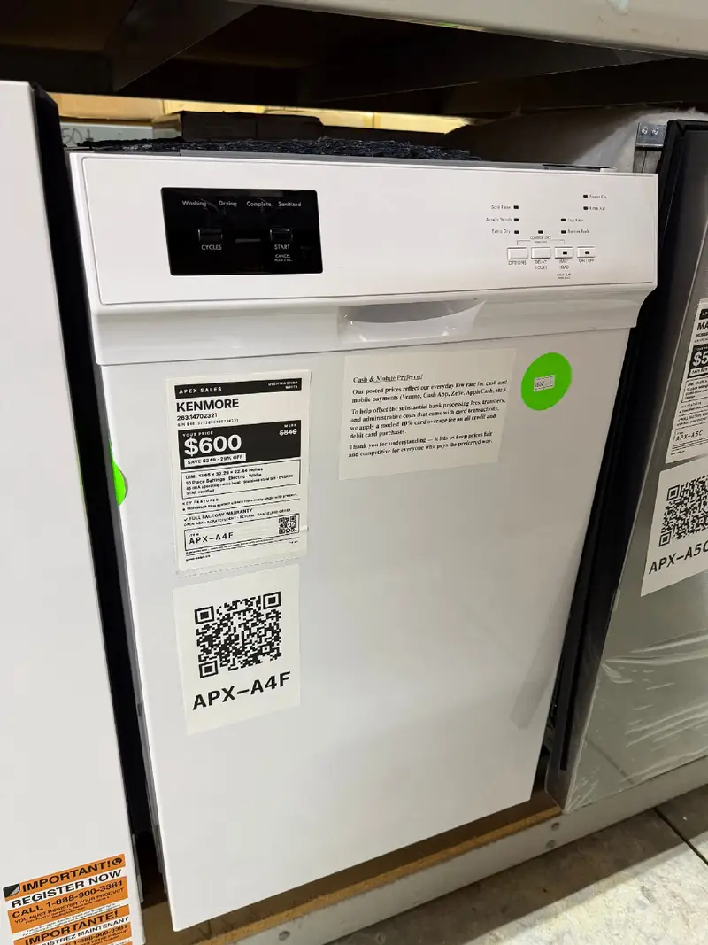 APX-A4F — Kenmore 263.14702321 Dishwasher, White, front — Jefferson City
