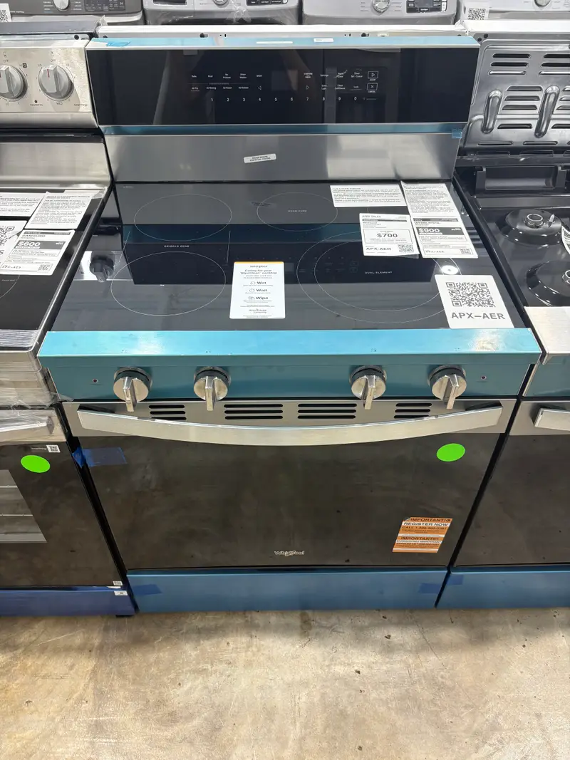 APX-AER — Whirlpool WFES7530RZ Electric Range, Fingerprint Resistant Stainless Steel, front — Columbia