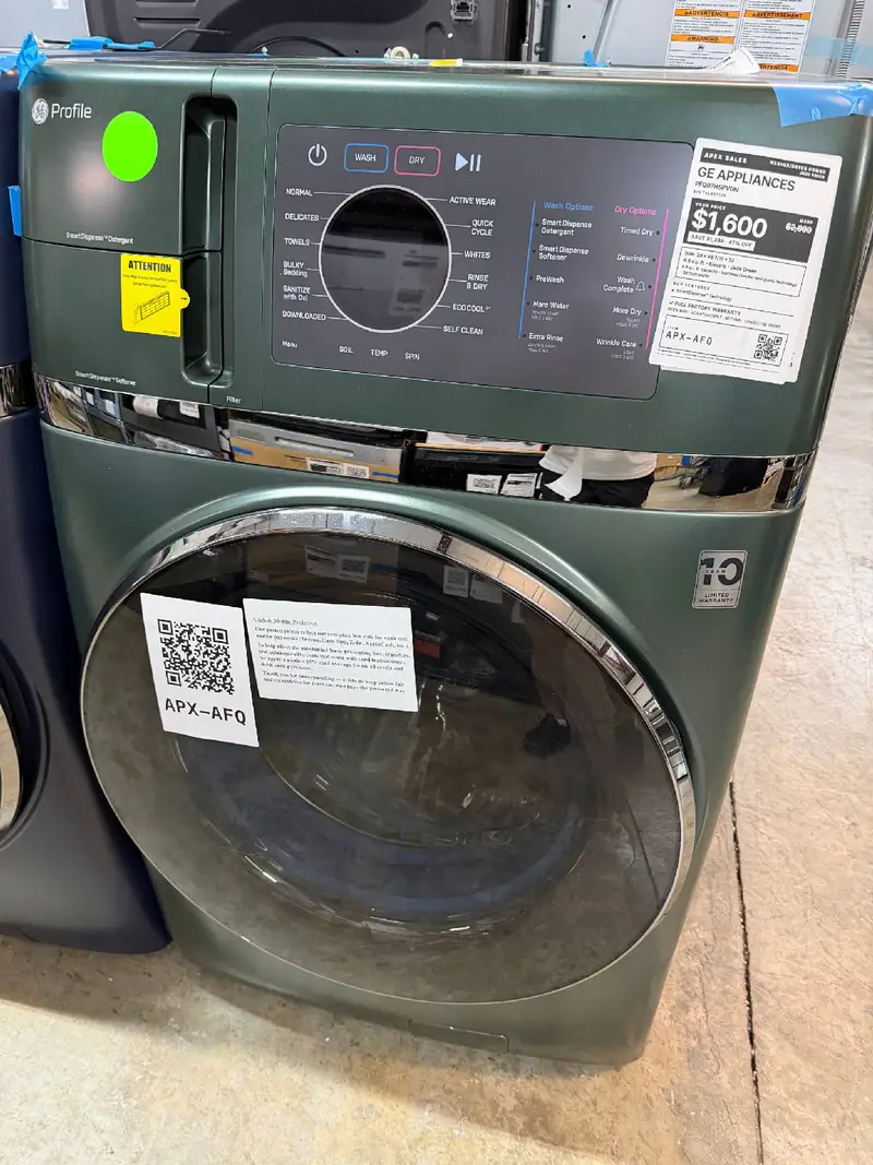 APX-AFQ — GE Profile PFQ97HSPVGN Washer/Dryer Combo, Jade Green, front — Jefferson City