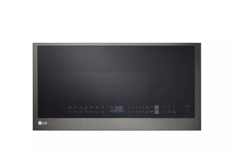 APX-AGZ — LG MVEL2033D Over-the-Range Microwave, Black Stainless Steel, front — Columbia